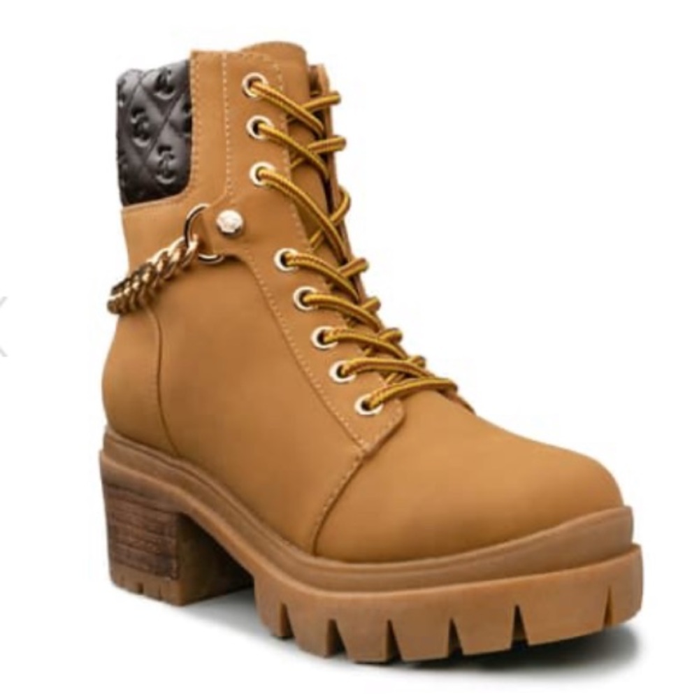 Juicy Couture Chain Detailed Quilted Combat Boots.